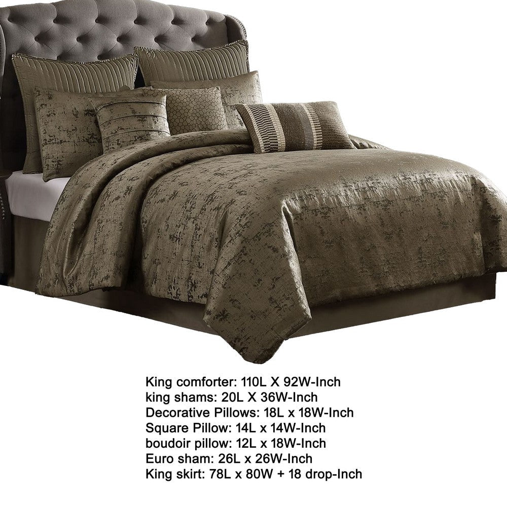 Beny 10pc King Size Comforter Set | Traditional Gold Woven Jacquard