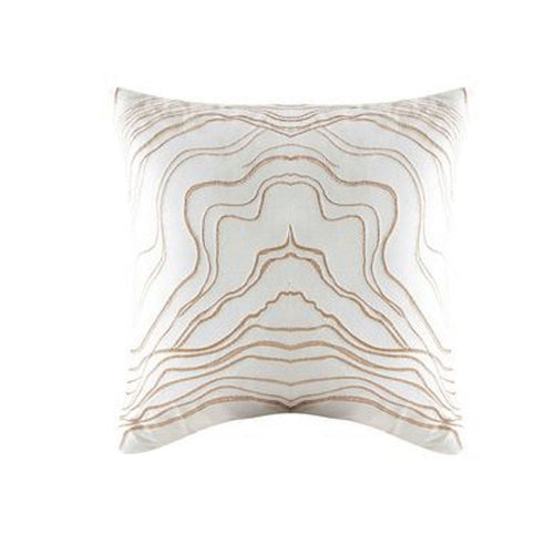 Jenya Euro Sham | Abstract Floral Embroidery | Soft White Velvet 26"