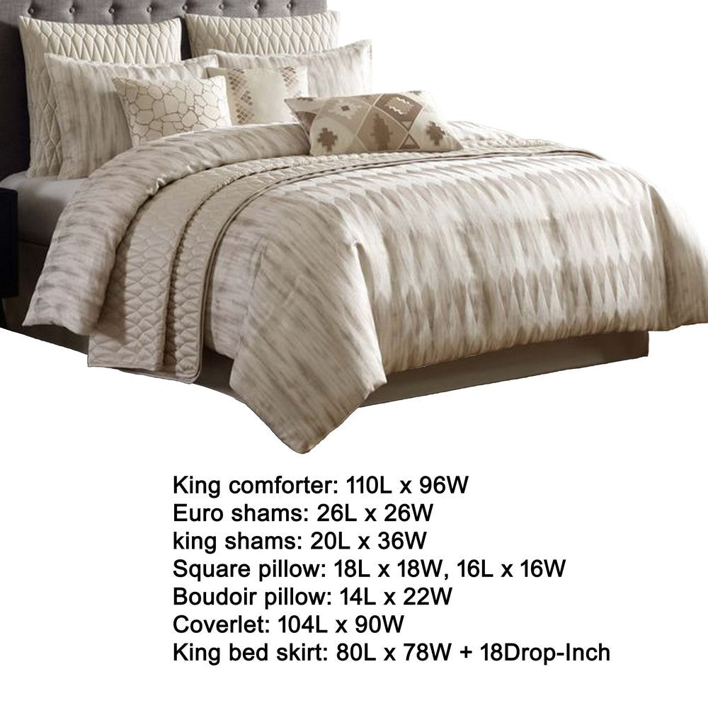 Rely 10pc Coverlet King Size Comforter Set | Woven Jacquard | Ivory