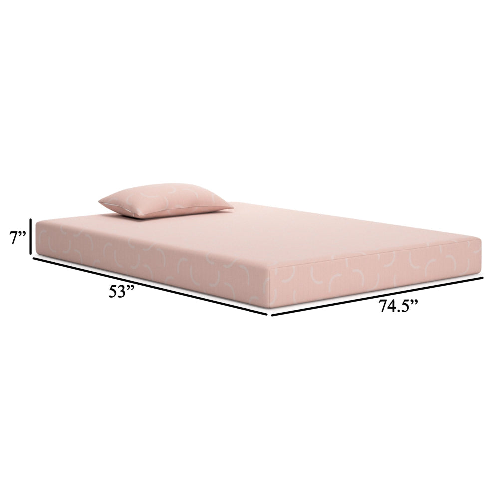 Ashley Ruve Full Mattress | Standard Pillow | Memory Foam | Light Pink 7’’