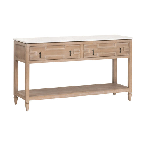 Avi Console Table, 54 Inch Rectangular, Solid Pine Wood, Brown Gray