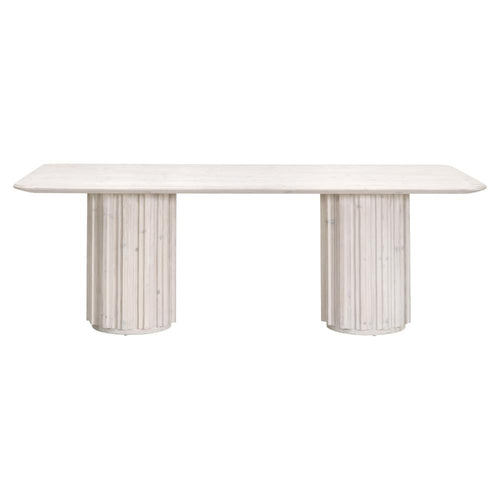 Abie Dining Table, 87 Inch, Rectangular Table Top, Pine Wood, White