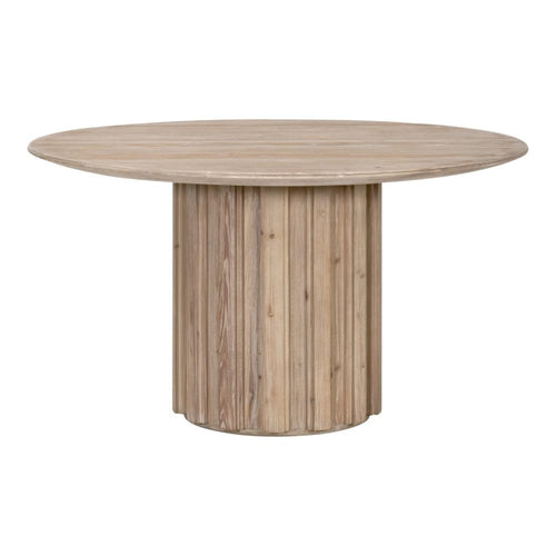 Abie Dining Table, 54 Inch, Round Tabletop, Pine Wood, Smoke Gray