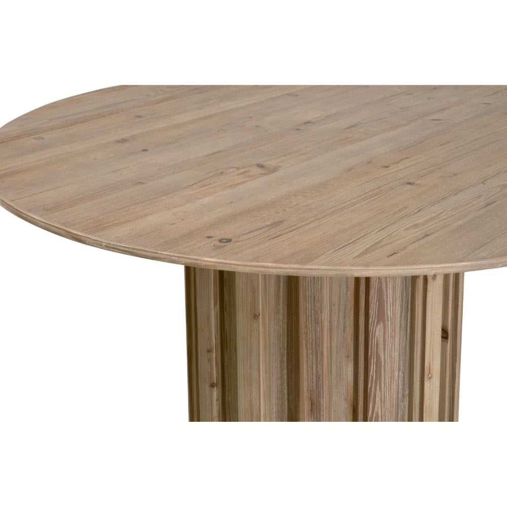 Abie Dining Table 54 Inch Round Tabletop Pine Wood Smoke Gray BM326764