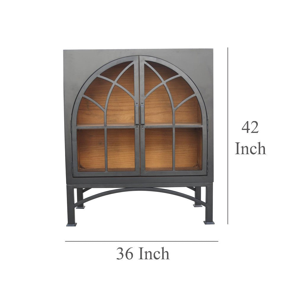Veria Small China Cabinet 2 Door Arch Frame Matte Black 42 Inch BM326773