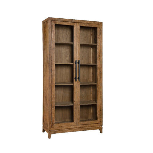 Orla Tall China Cabinet, 2 Glass Doors, Antique Brown Reclaimed Wood