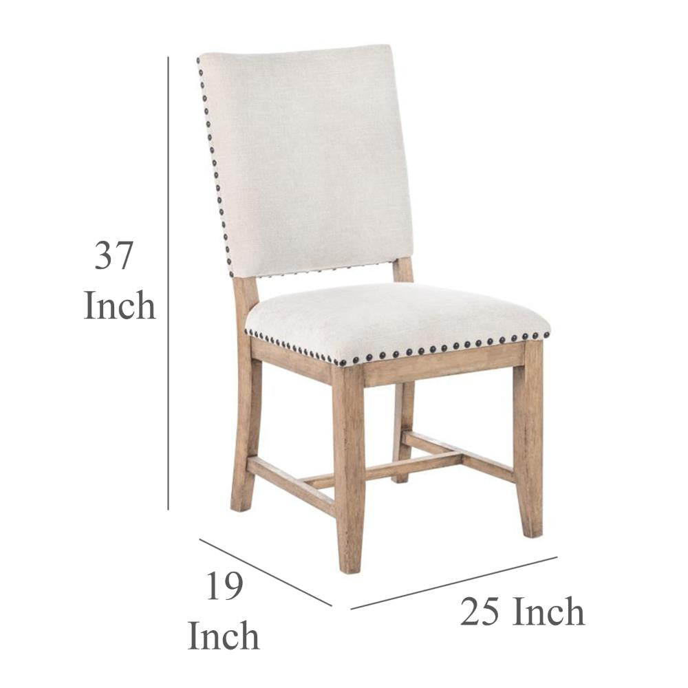 Nox Dining Side Chair Set of 2 Off White Upholstery Nailhead Trim BM326817