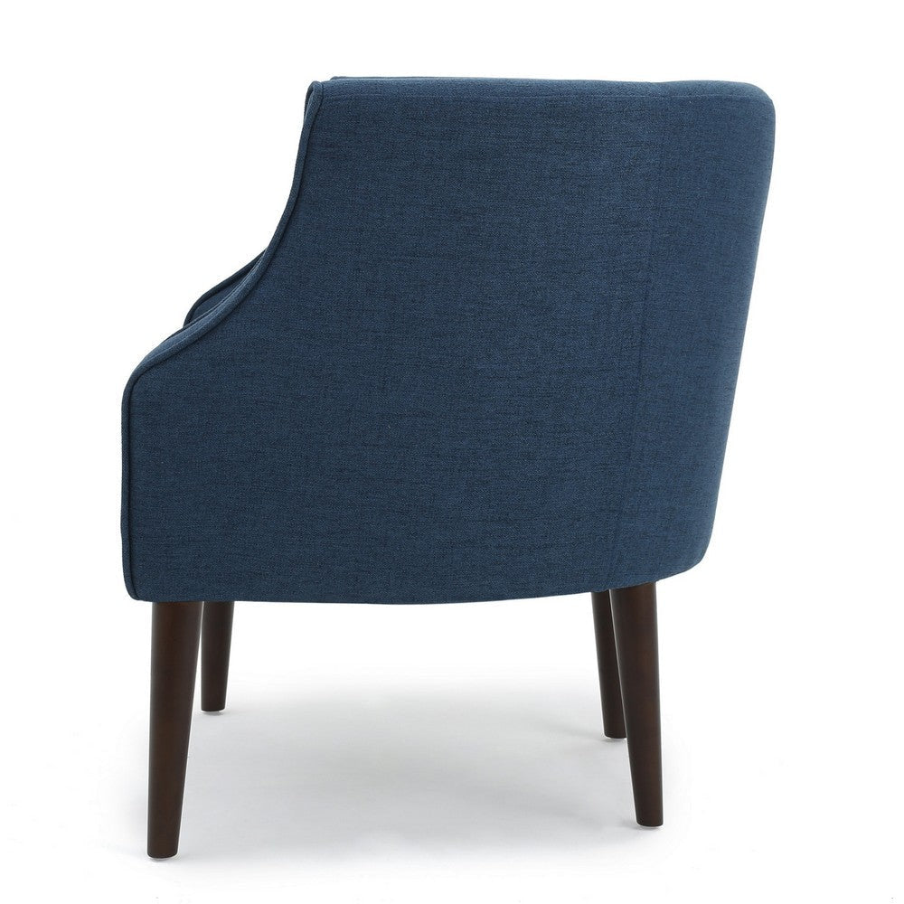 Accent Club Chair Curved Barrel Back Button Tufted Navy Blue Fabric BM326941