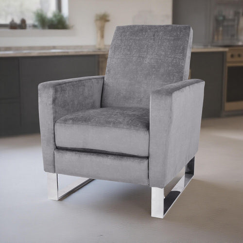 Reki Push Back Manual Recliner Chair | Stainless Steel Legs | Gray