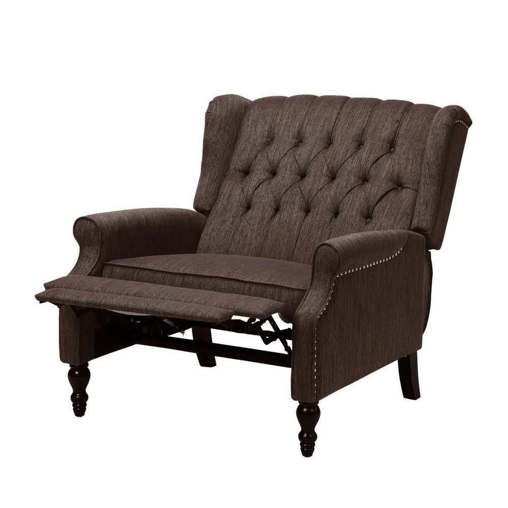 Jade Oversize Wide Chair Manual Recliner Wingback Brown Tufted