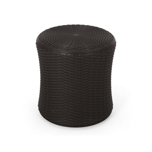 Lifo Outdoor Table | Hidden Storage | 19" | Brown Woven Polypropylene