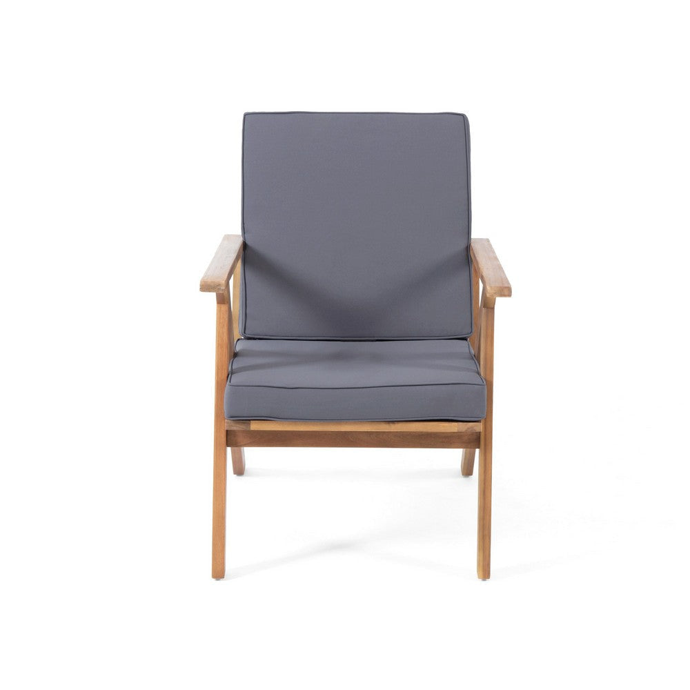 Namm 4pc Outdoor Table Chairs Loveseat Set Brown Acacia Wood Gray BM327010