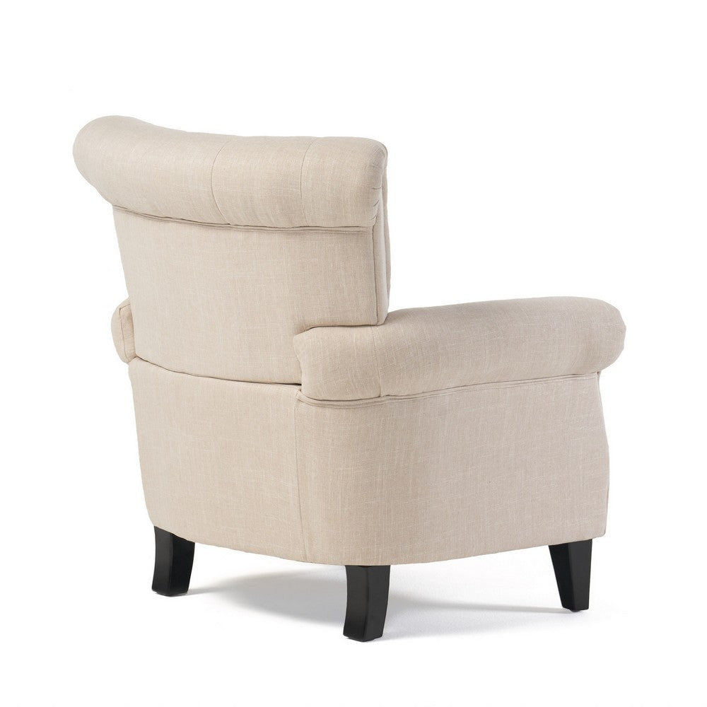 Koni Accent Armchair Button Diamond Tufted Rolled Arms Beige Fabric BM327013