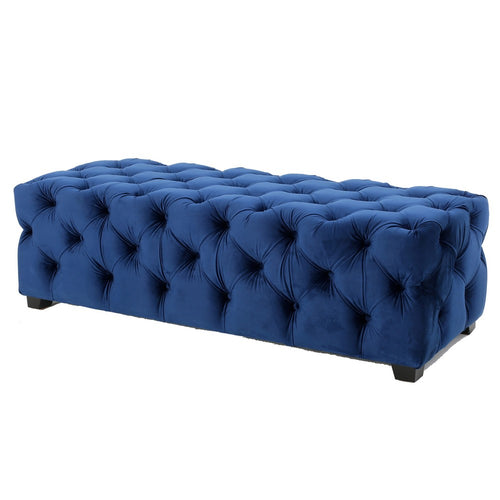Puro Ottoman Bench | 51" | Button Tufted | Plush Navy Blue Velvet