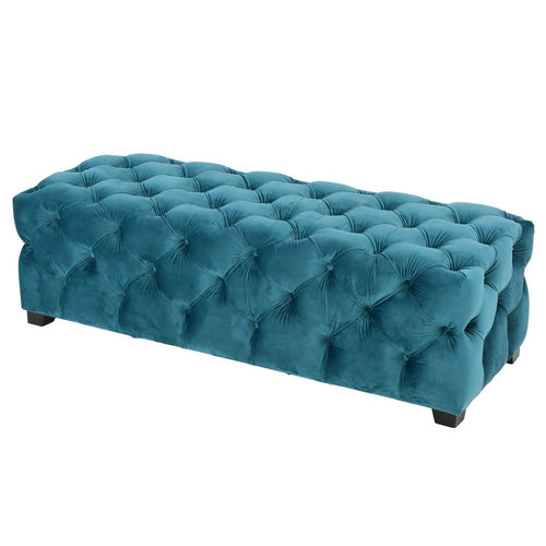 Puro Ottoman Bench | 51" | Button Tufted | Plush Teal Blue Velvet