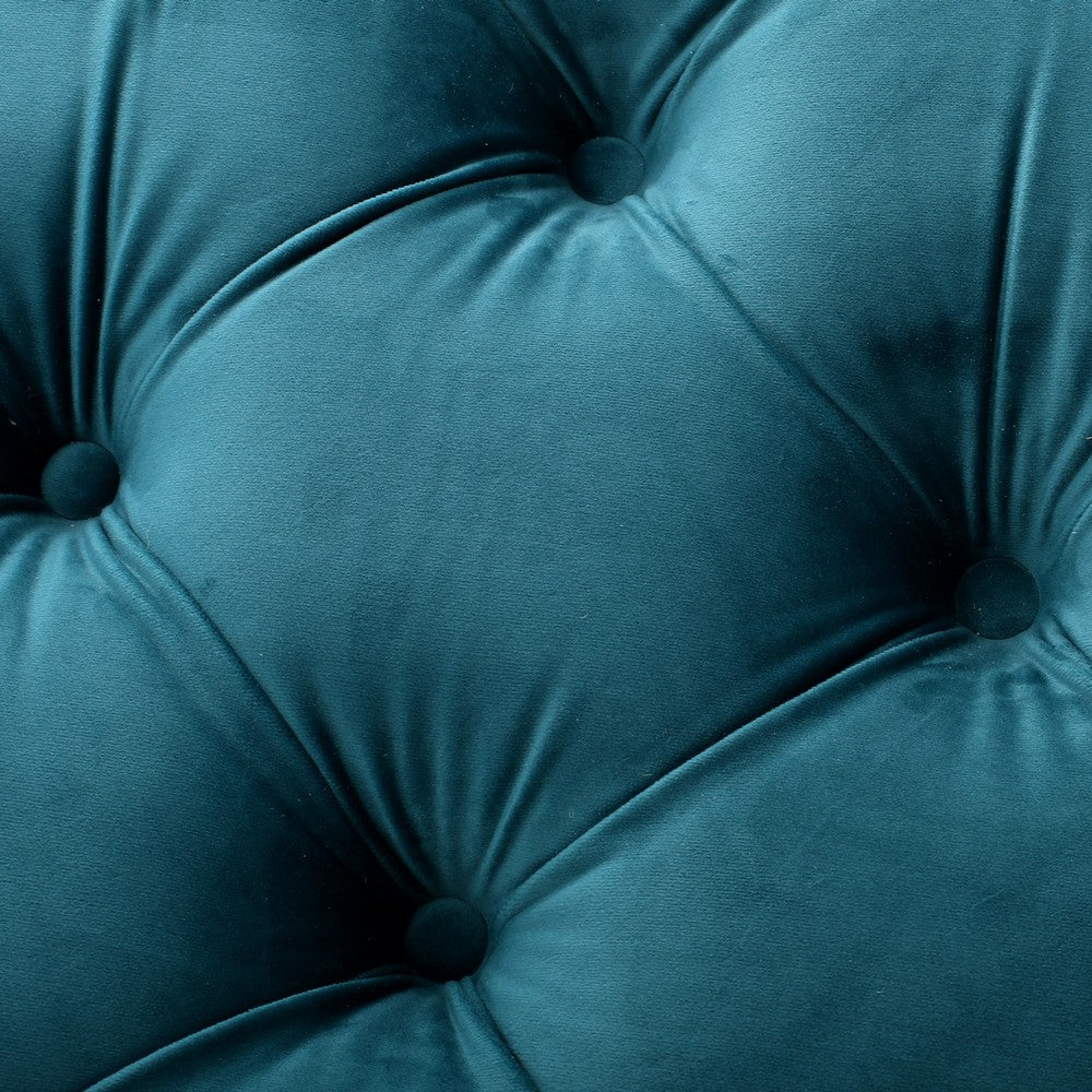 Puro Ottoman Bench | 51" | Button Tufted | Plush Teal Blue Velvet