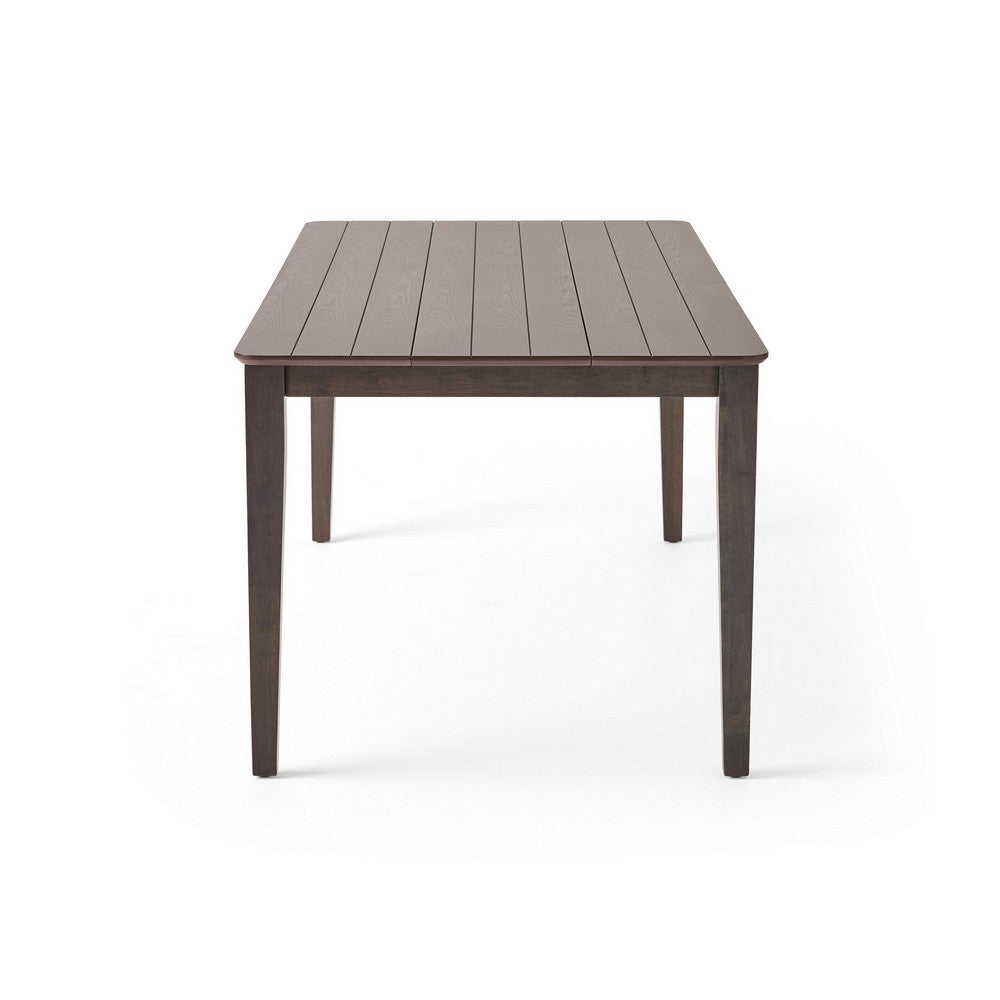 Dining Table | 76" Rectangular | Curved Corners | Brown Rubberwood