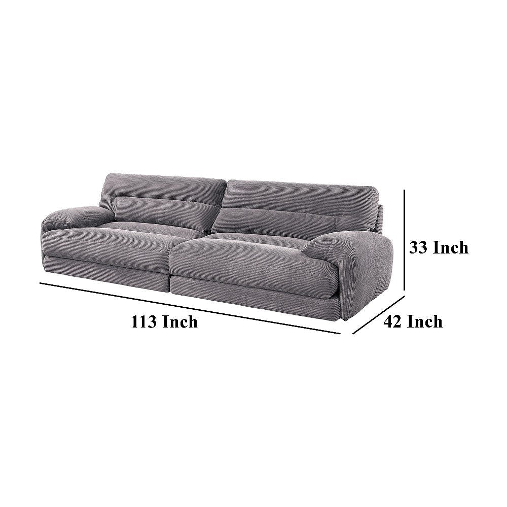 Enzo Sofa Rolled Cushioned Armrests Modern Gray Corduroy Upholstery BM327231