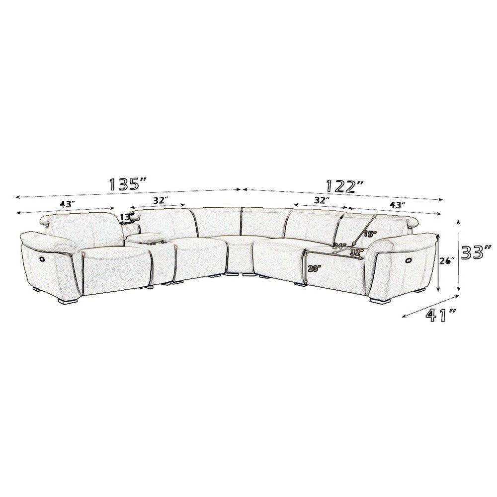Ayna Power Motion Sectional Sofa Beige Boucle Upholstery Console BM327235