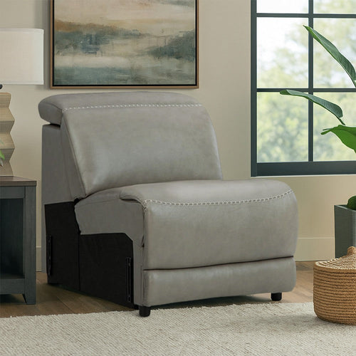 Ashley Reze Modular Armless Chair | Light Gray Real Leather | Soft Cushioning