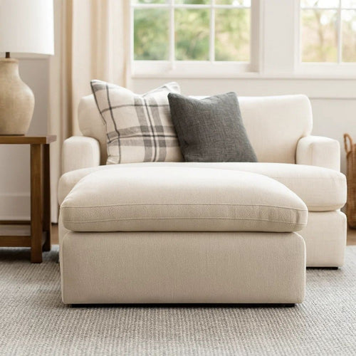 Ashley Elize Oversized Accent Ottoman | Beige Polyester | Soft Cushion | 42"