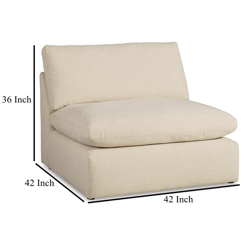 Ashley Elize Modular Armless Accent Chair | Beige Polyester | Plush Cushioned BM327309