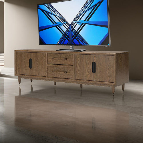 Ashley Rohan TV Media Console | 2 Drawers | 2 Shelves | Dark Brown Wood | 85"