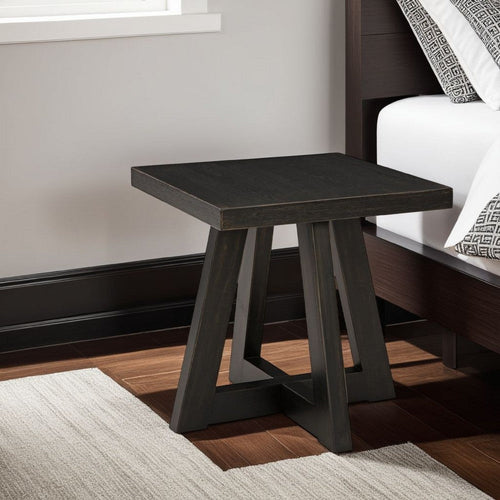 Ashley Dani Side End Table | Angled Legs | Square 24" Black Hardwood Top