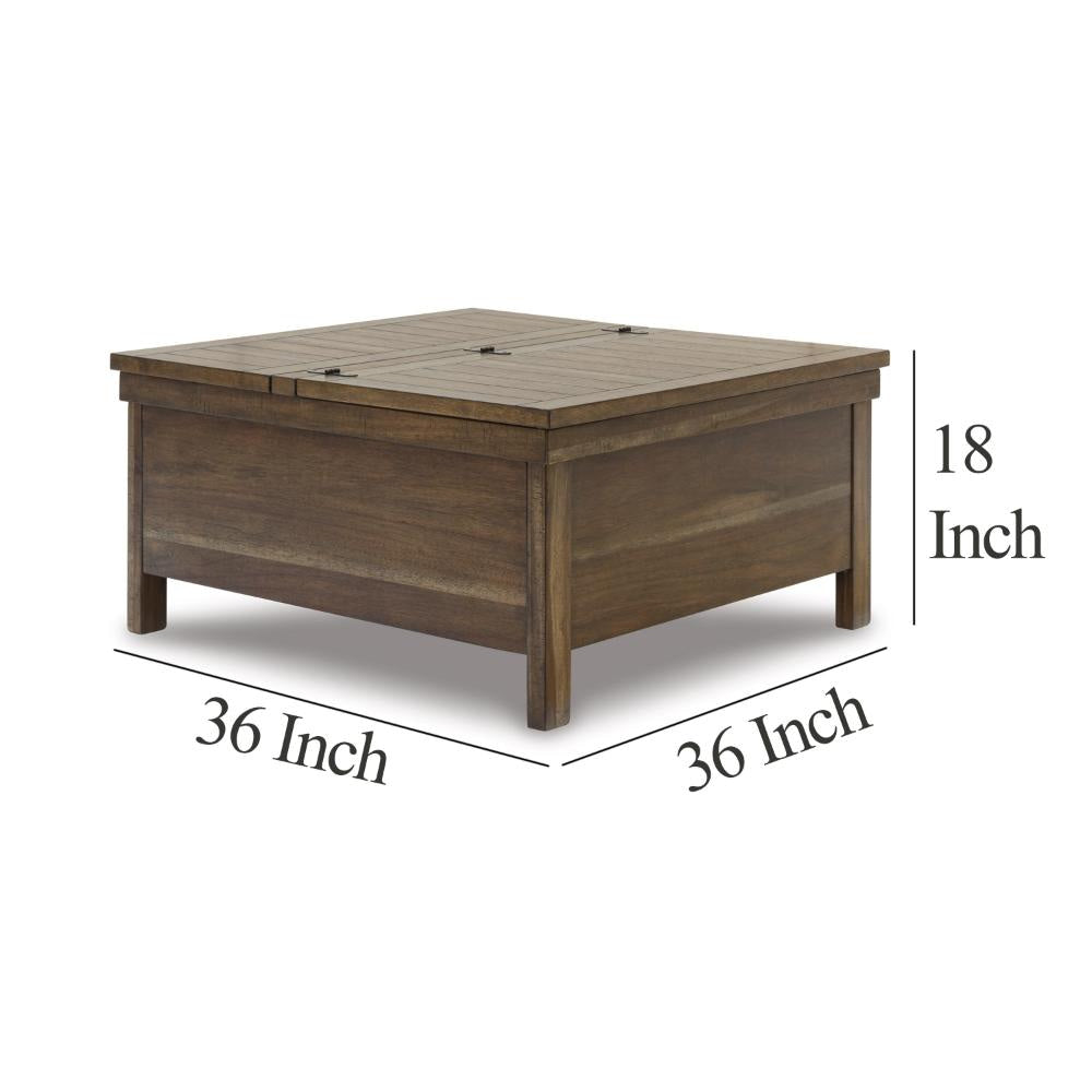 Ashley Chip Lift Top Coffee Table | Hidden Storage | 36’’ Brown Acacia Wood BM327359