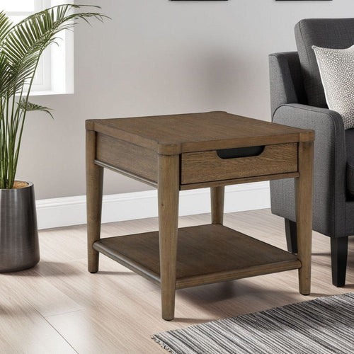 Ashley Howie Side End Table | Drawer and Shelf | Rectangular 26" Brown Wood