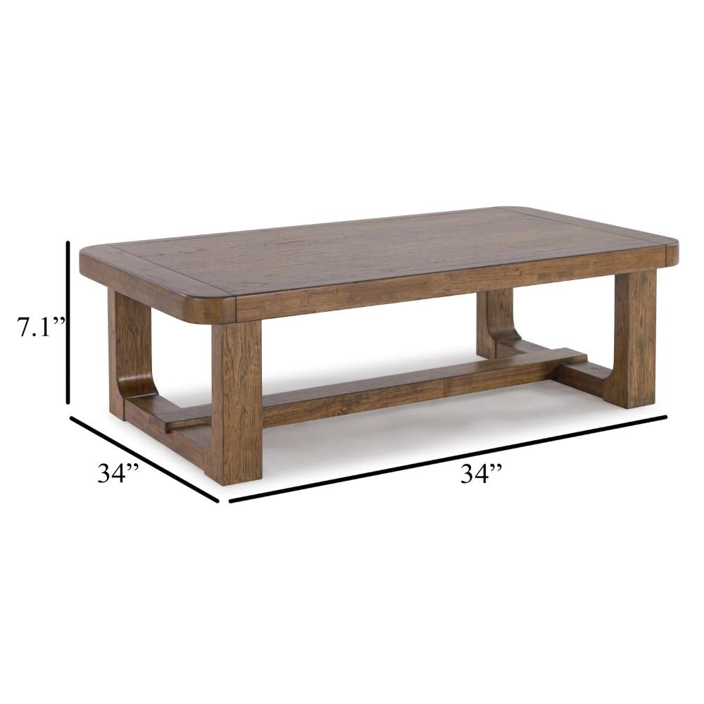 Ashley Cabal Coffee Table | Light Brown Hardwood Frame | Rectangular 34’’ BM327398