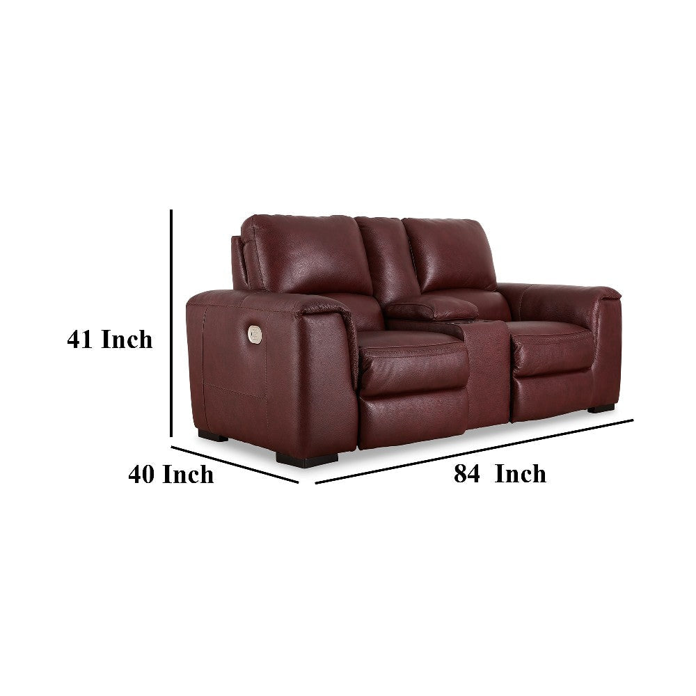 Ashley Sanco Power Recliner Loveseat | USB | Red Brown Grain Leather | 84’’ BM327404