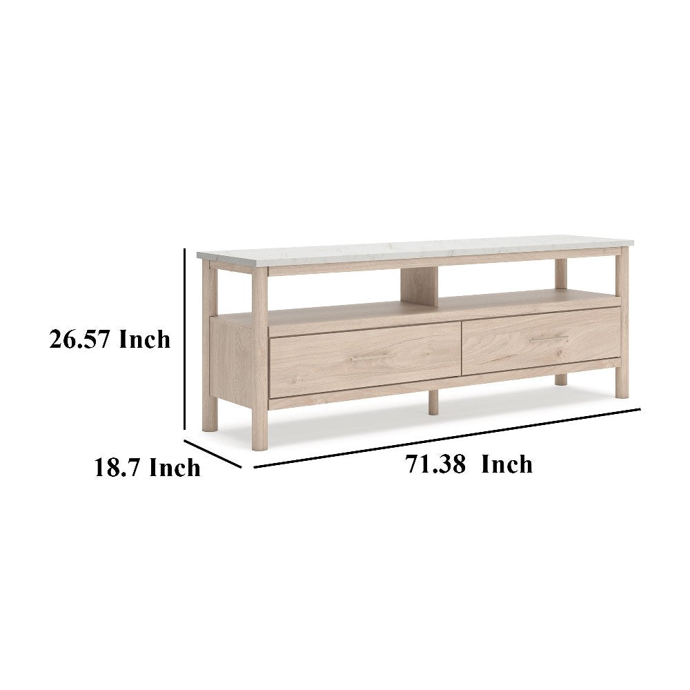 Ashley Mooran Large TV Media Console | Shelf | 2 Drawers | Brown Beige | 71’’ BM327408