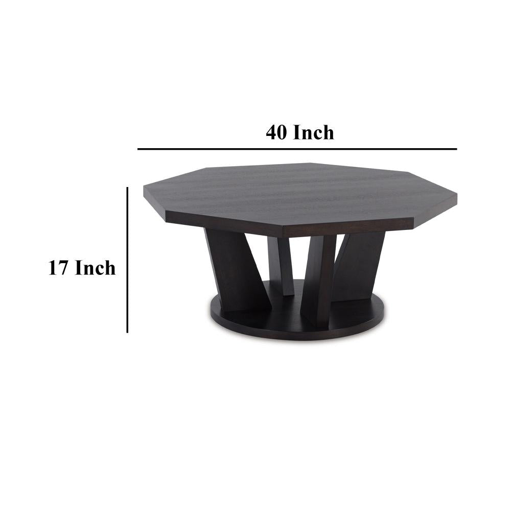 Ashley Chloe Cocktail Coffee Table | 40’’ Octagon Dark Espresso Brown Wood BM327420