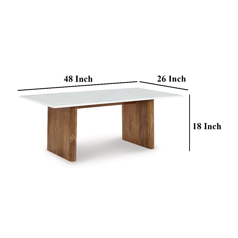 Ashley Wrenn Cocktail Coffee Table | Marble | Rectangular 48’’ Brown Wood BM327427