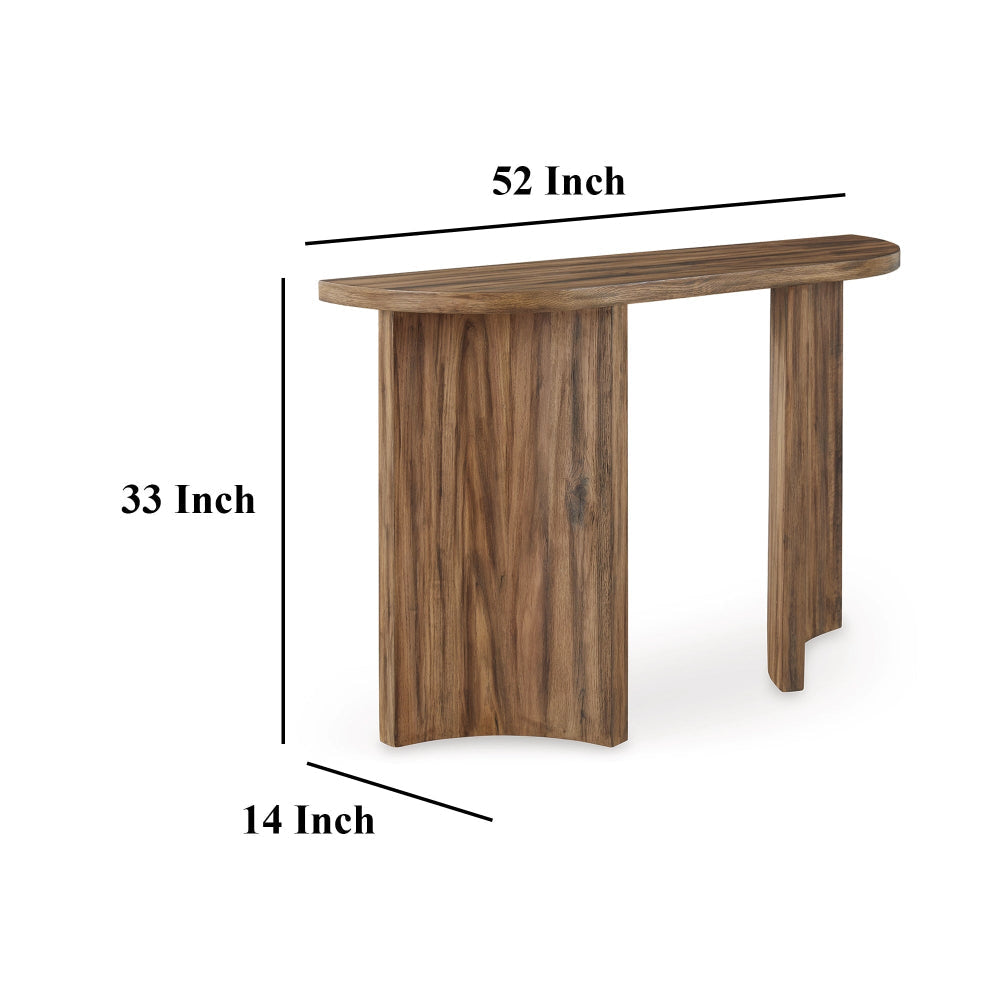 Ashley Anny Sofa Console Table | Curved Plinth Base | 52’’ Brown Oak Wood BM327430