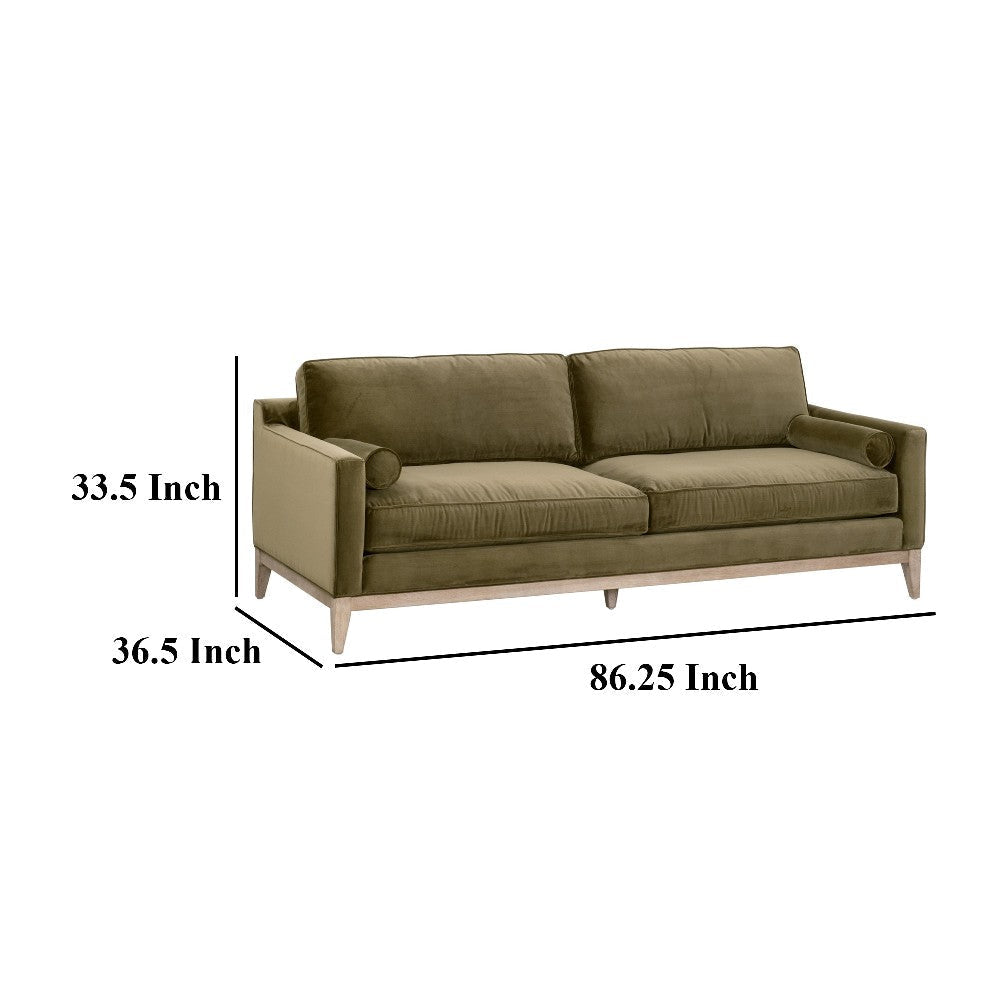 Kit Sofa 86 Inch Smooth Textured Design Oak Wood Brown Finish BM327448