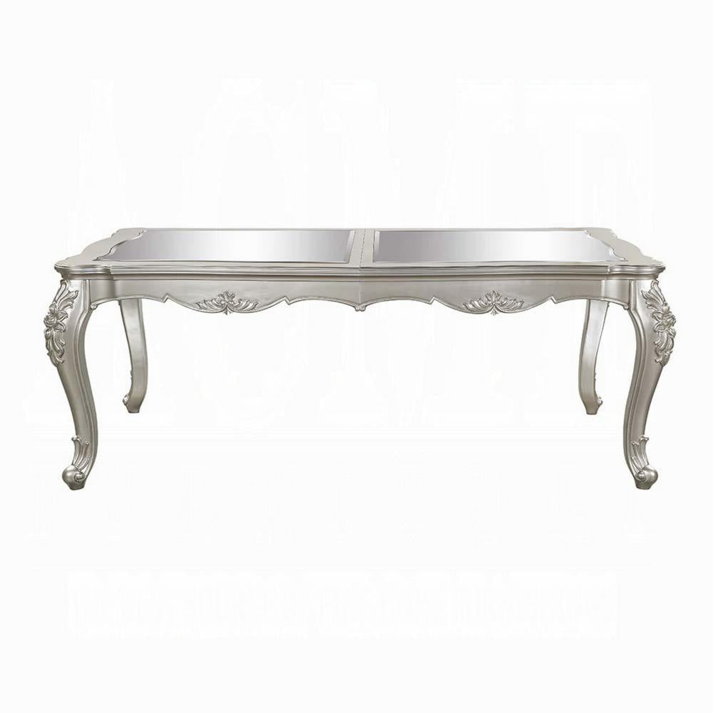 Bowe Dining Table 80-96 Inch Mirrored Classic Champagne Silver Wood BM327549