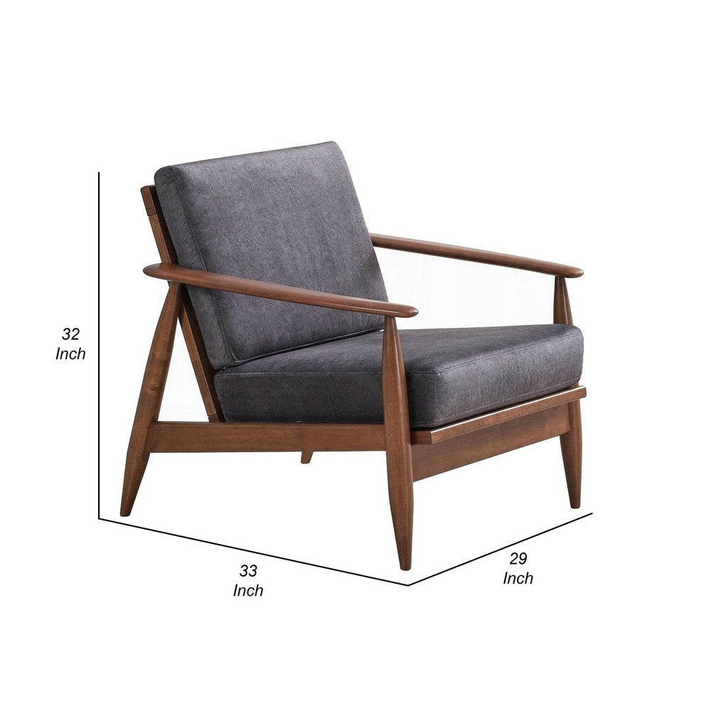 Lissa Accent Chair Charcoal Gray Soft Cushioning Brown Wood Frame BM327583