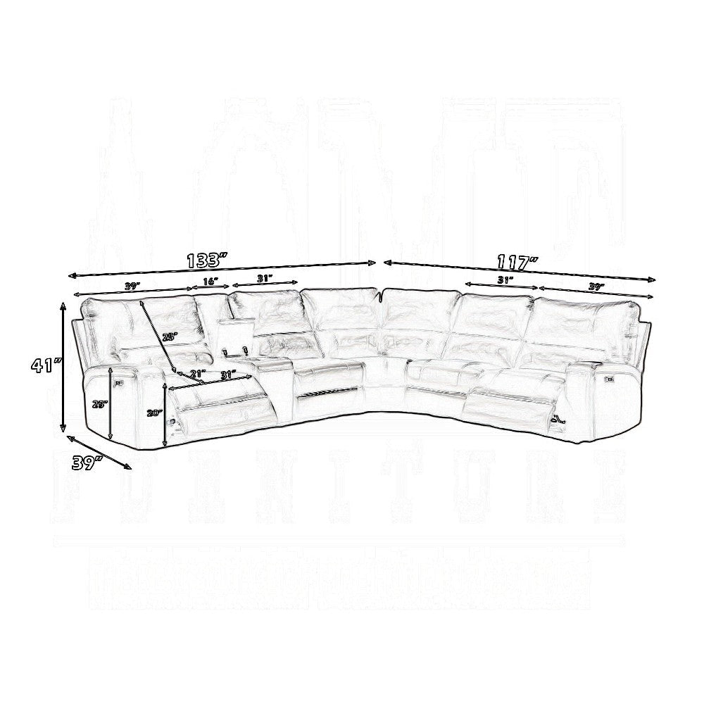 Saley Power Motion Sectional Sofa Dark Brown Faux Leather 133 Inch BM327619