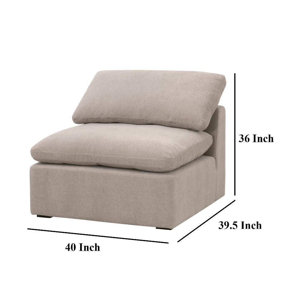 Lyra Modular Armless Chair Smooth Texture Gray Boucle Solid Wood BM327646