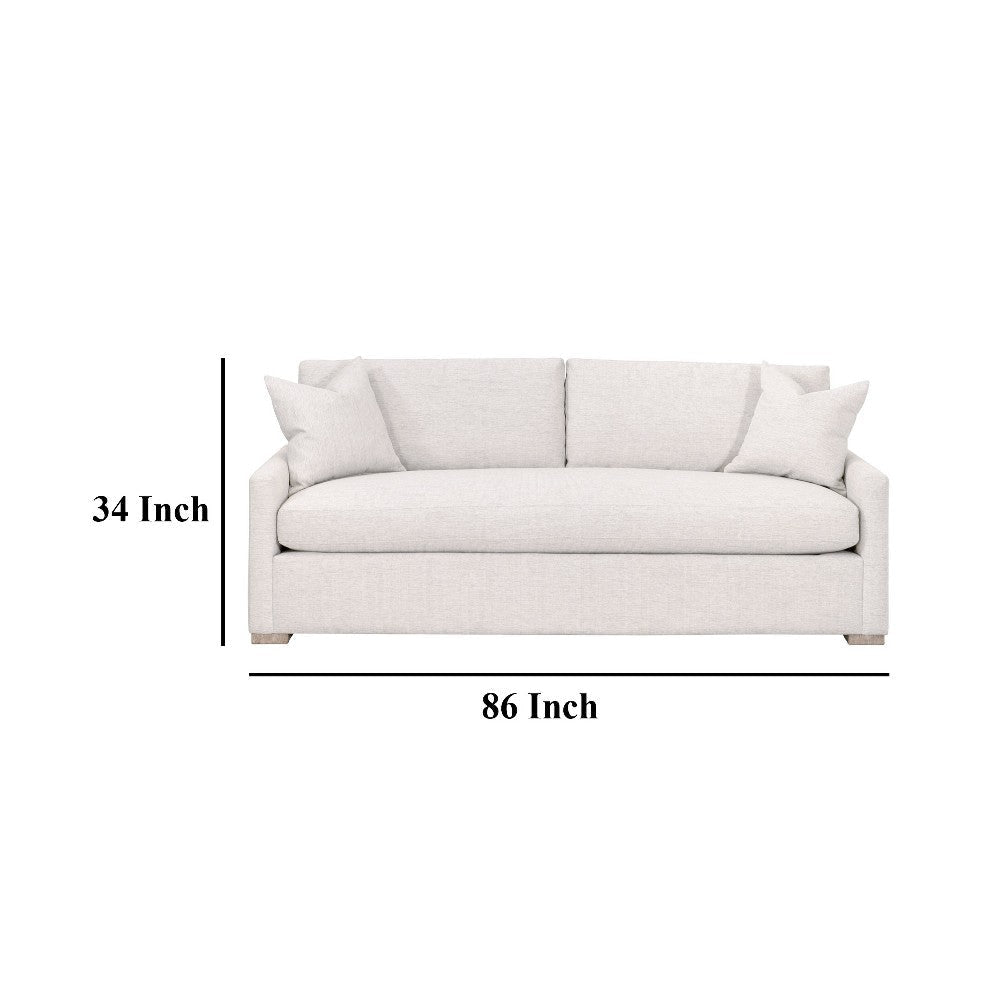 Sofa Queen Size Sleeper Bed 86 Inch 2 Throw Pillows White Finish BM327647