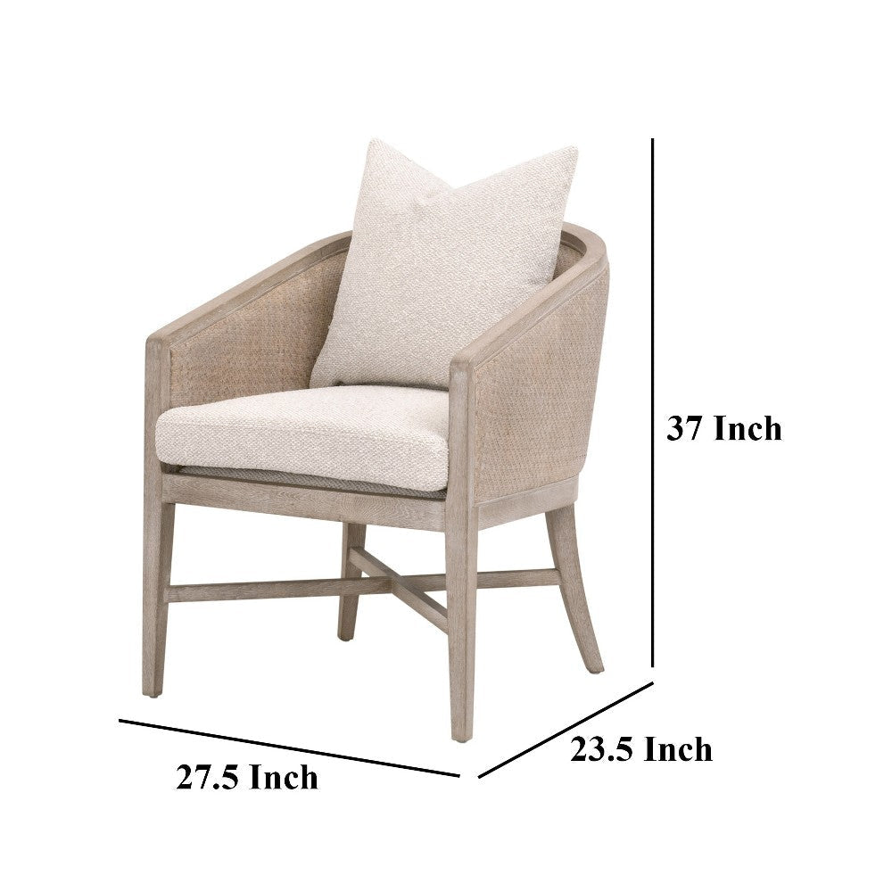 Niya Accent Armchair Smooth Textured Design Oak Wood White Cushion BM327648