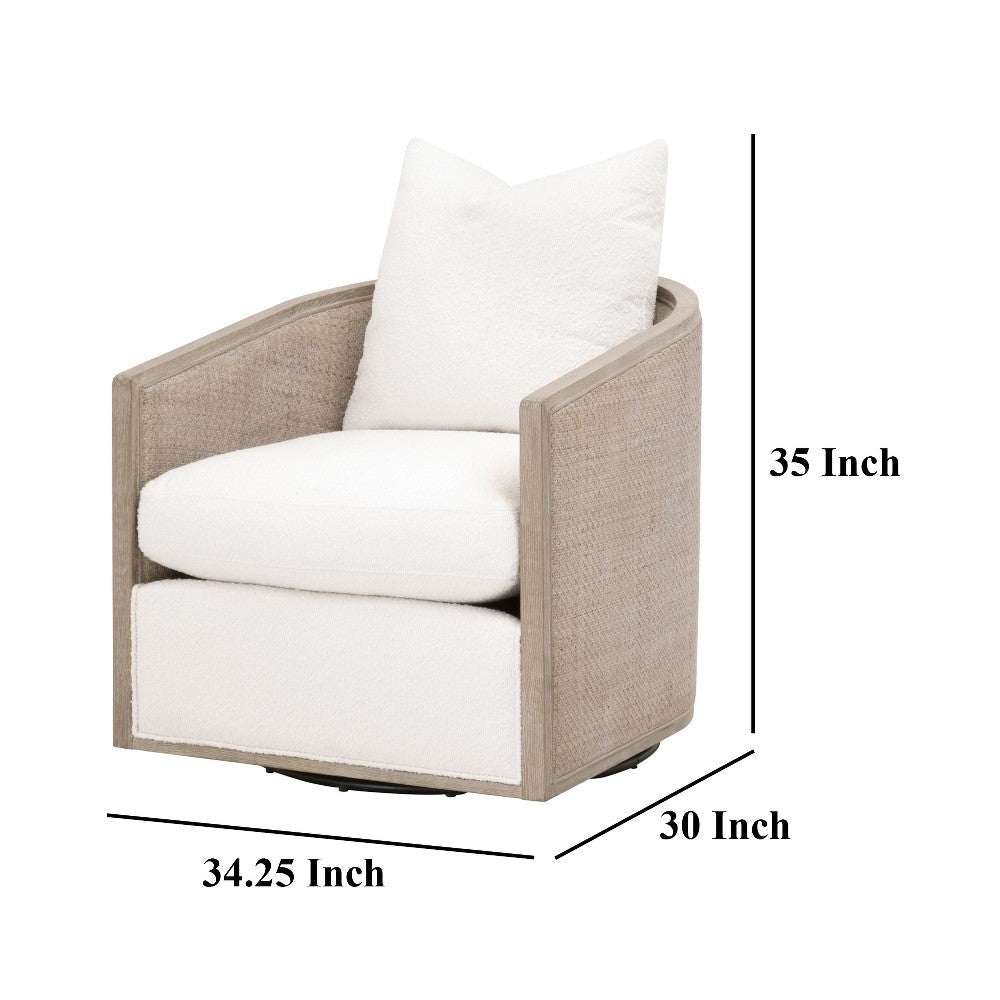 Niya Swivel Chair Swivel Smooth Textured Beige Finish Gray Oak Wood BM327651