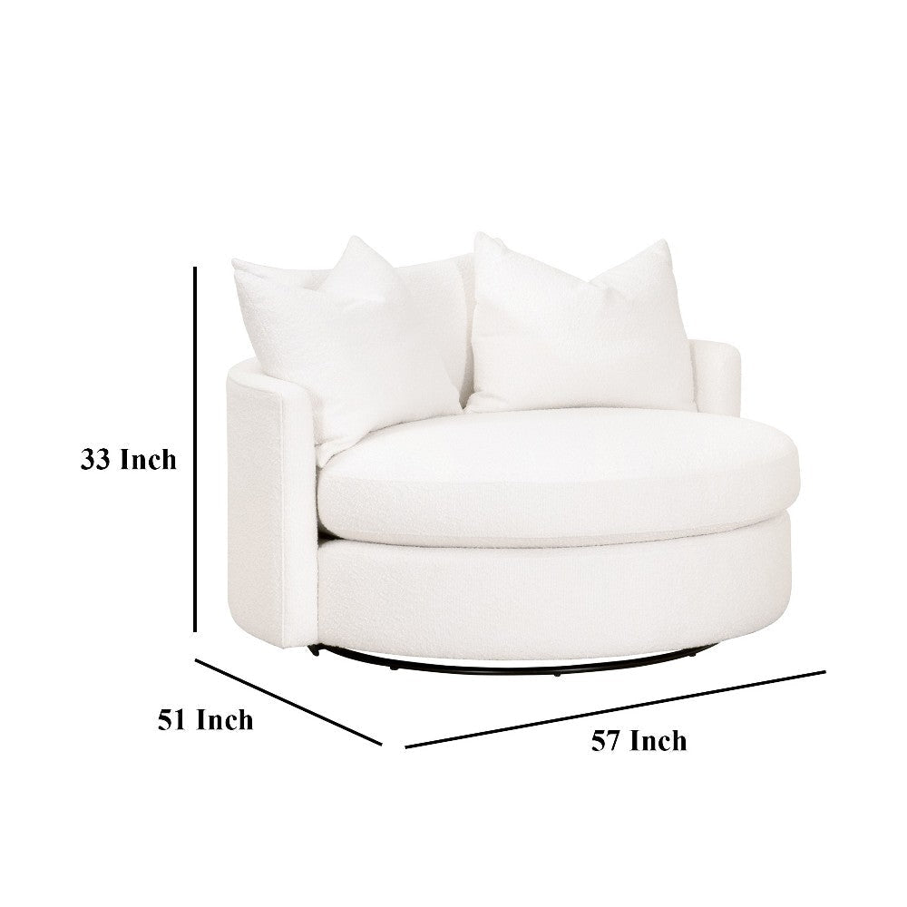 Joey Sofa Chair Swivel Oversize Snow White Boucle 3 Throw Pillows BM327652