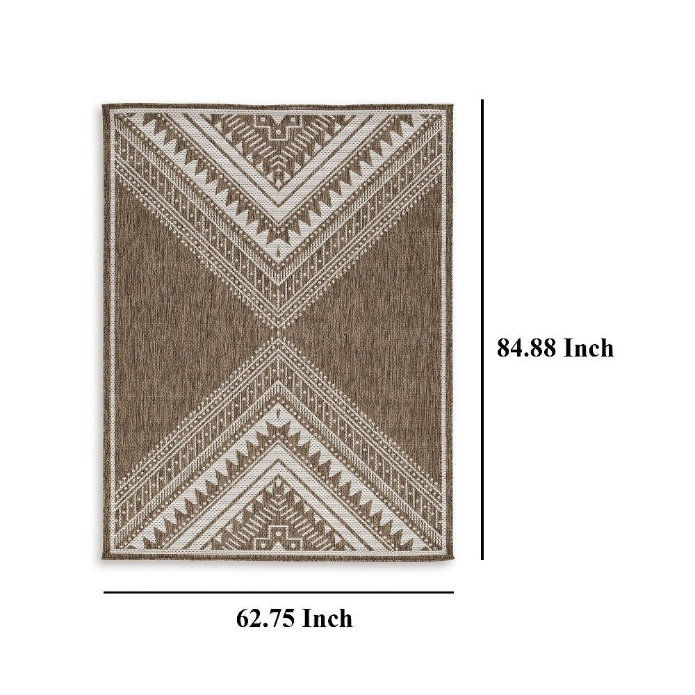 Ashley John 5 x 7 Medium Area Rug | Tribal Inspired Boho Design | Brown Ivory BM327752