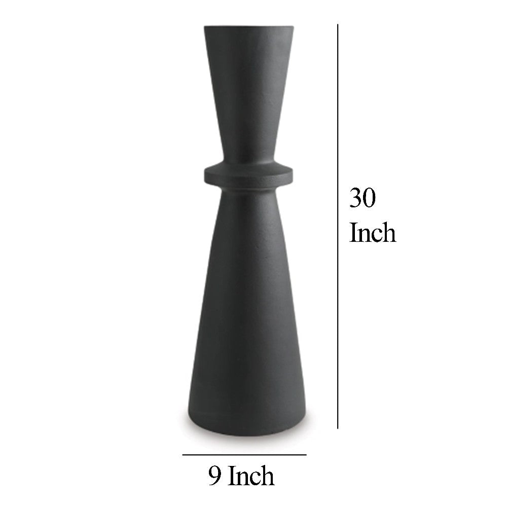 Ashley Loci Accent Vase | 30’’ Hourglass Design | Textured Black Polyresin BM327759