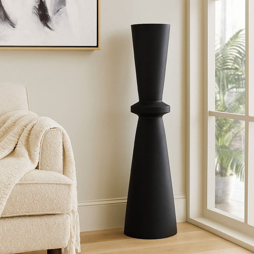 Ashley Loci Accent Vase | 40" Hourglass Design | Textured Black Polyresin