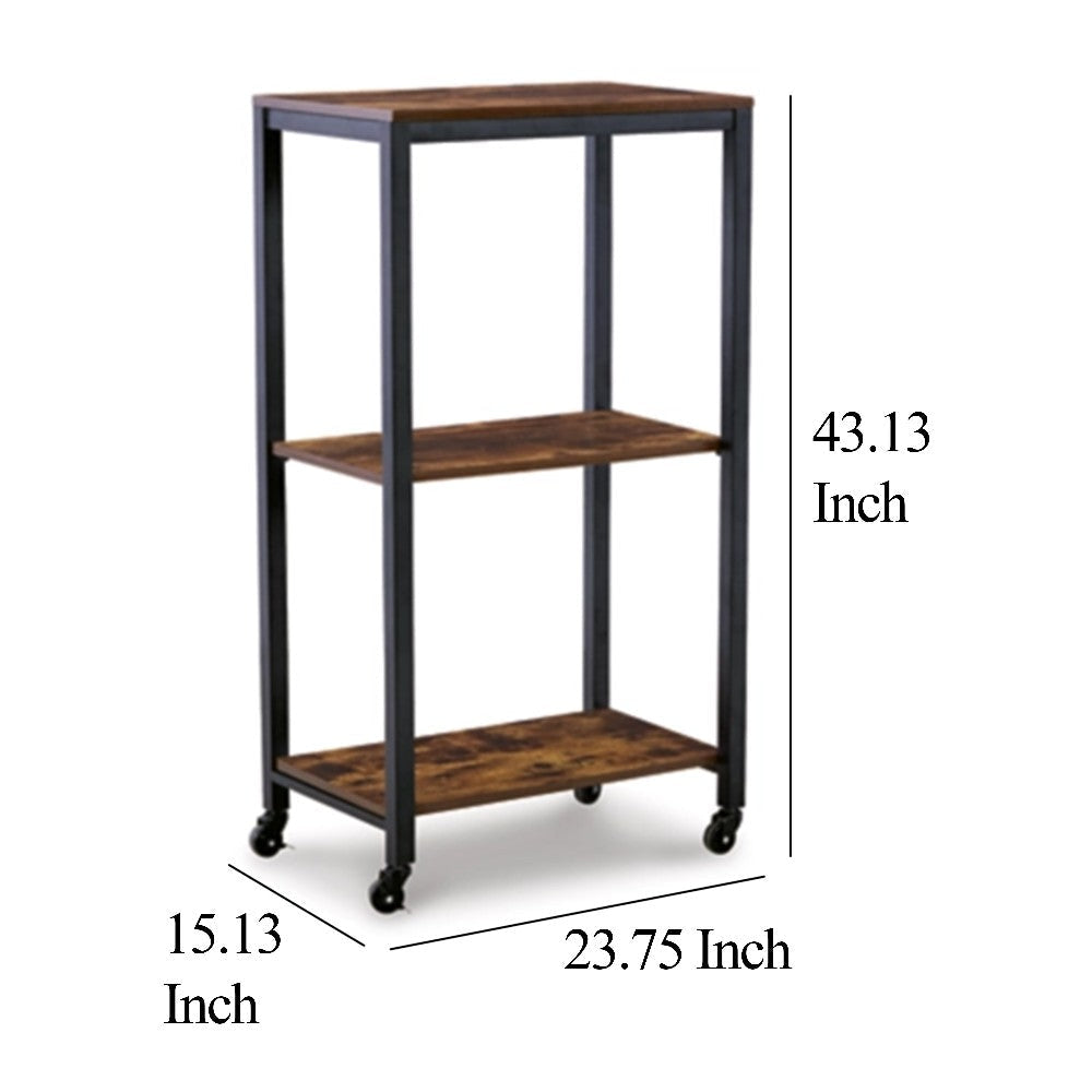 Ashley Serving Bar Cart | 2 Storage Shelves | 24’’ Black Metal Frame BM327786