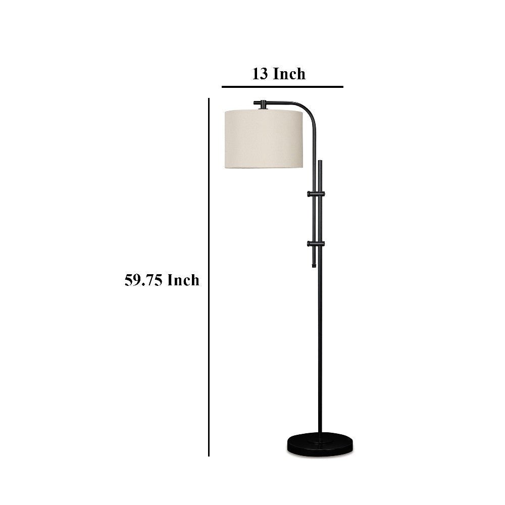 Ashley Mney Floor Lamp | Adjustable Arm | White Drum Shade | 60’’ Black Metal BM327803